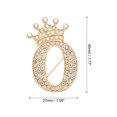 thumbnail image 2 of Pines de broche de carta REGALWOVEN, insignias de solapa de alfabeto de cristal de la corona inicial O, tono dorado, 2 of 5