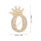 thumbnail image 2 of Pines de broche de carta REGALWOVEN, insignias de solapa de alfabeto de cristal de la corona inicial O, tono dorado, 2 of 5
