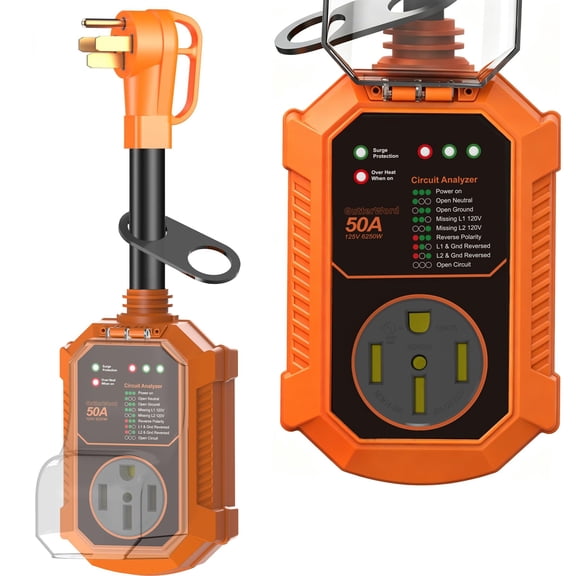 18000J Heavy Duty RV Surge Protector 50 Amp, LED Display Circuit Analyzer, Real-Time Voltage Monitoring & Error Codes, IP68 Waterproof for RV Camper Travel Trailer Motorhome 5th Wheel