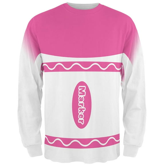 Halloween Marker Costume Pink All Over Mens Long Sleeve T Shirt Multi SM