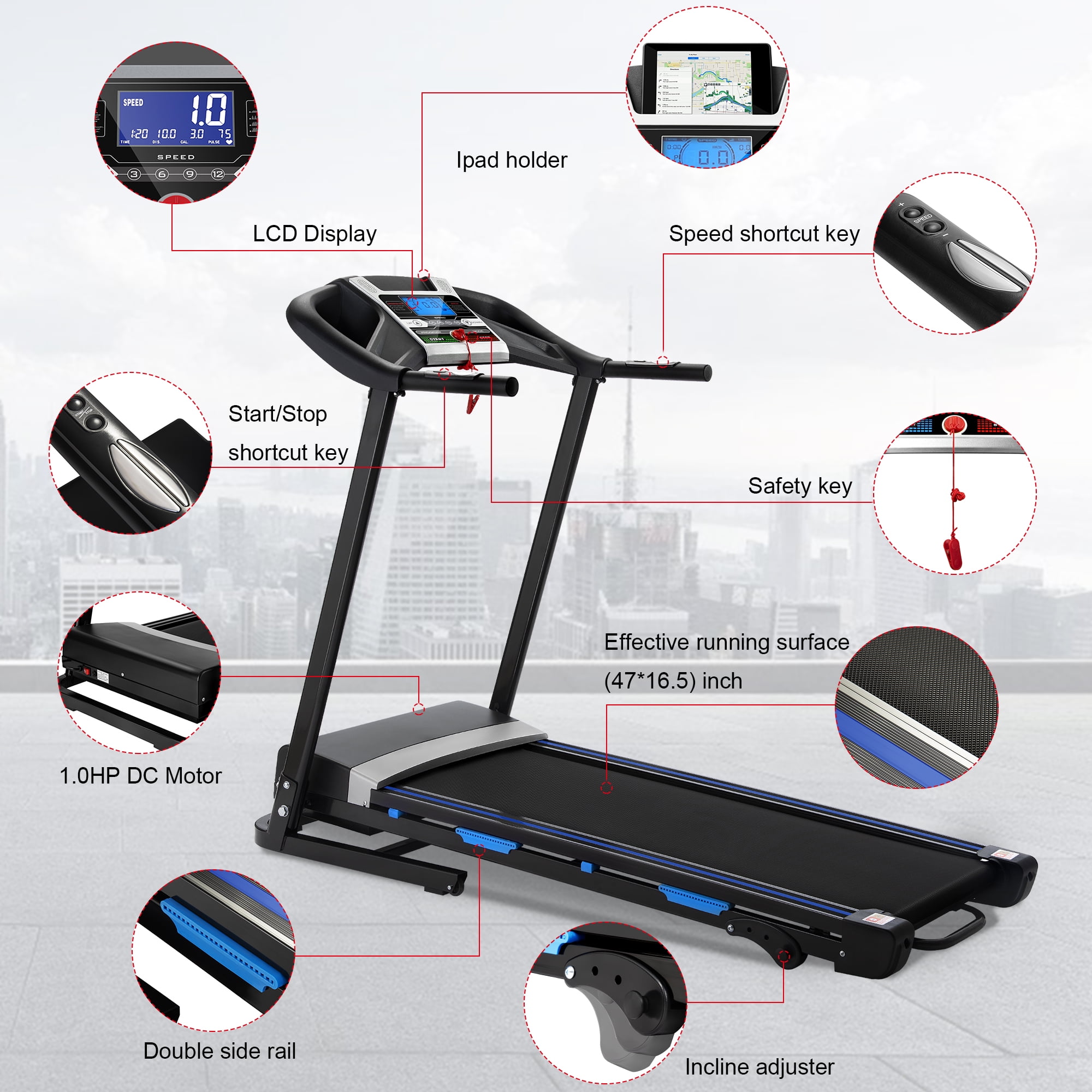 Clearance! Folding Motorized Treadmill, Heavy Duty Walking Treadmill