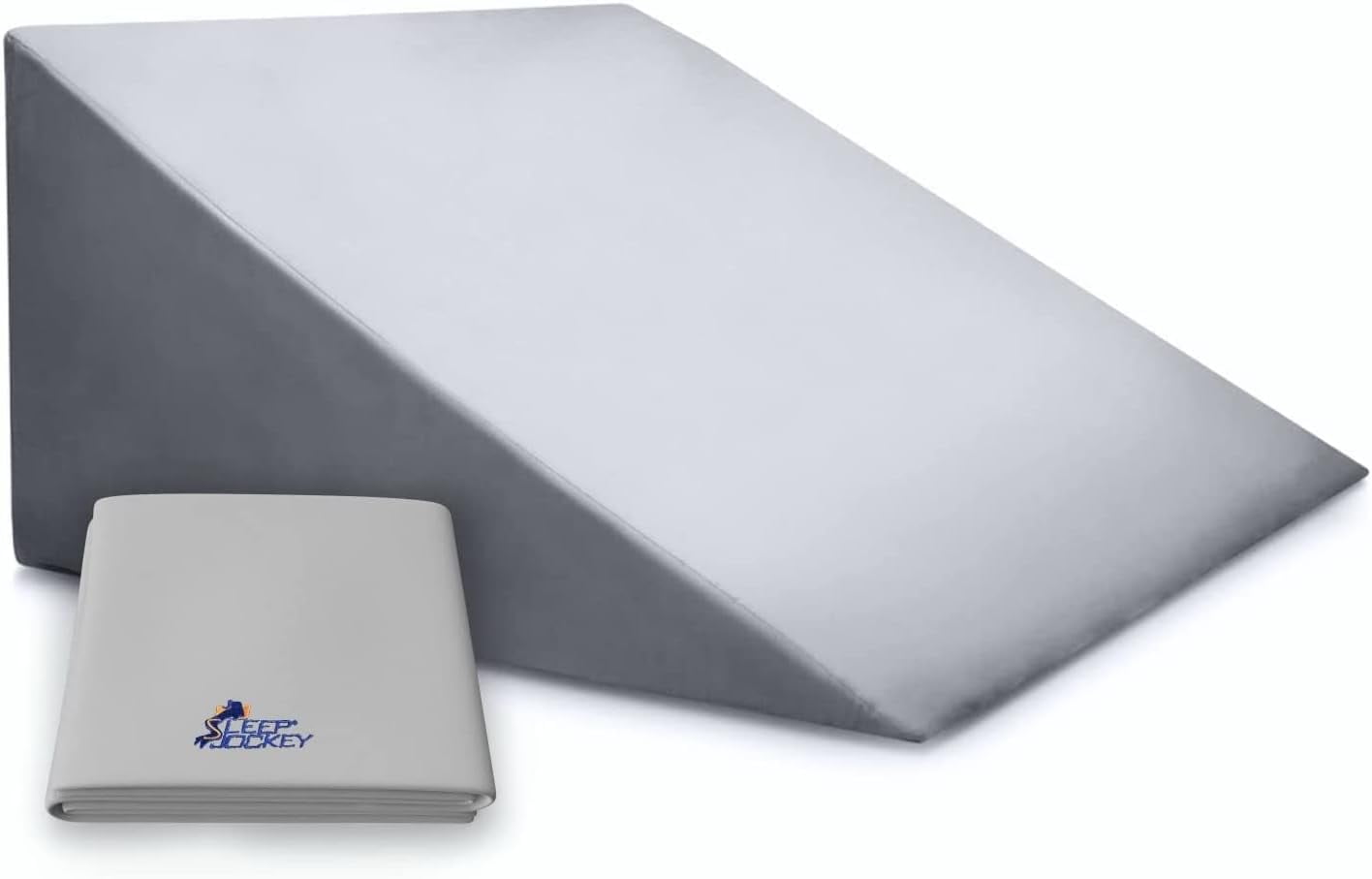Sleep Jockey Pillow Cover for Bed Wedge - Ultrasoft Bamboo Wedge Pillow Case Cover with Zipper - Multiple Sizes to fit Most Sleep Wedges - Easy Care, Long Lasting (12", Light Gray)
