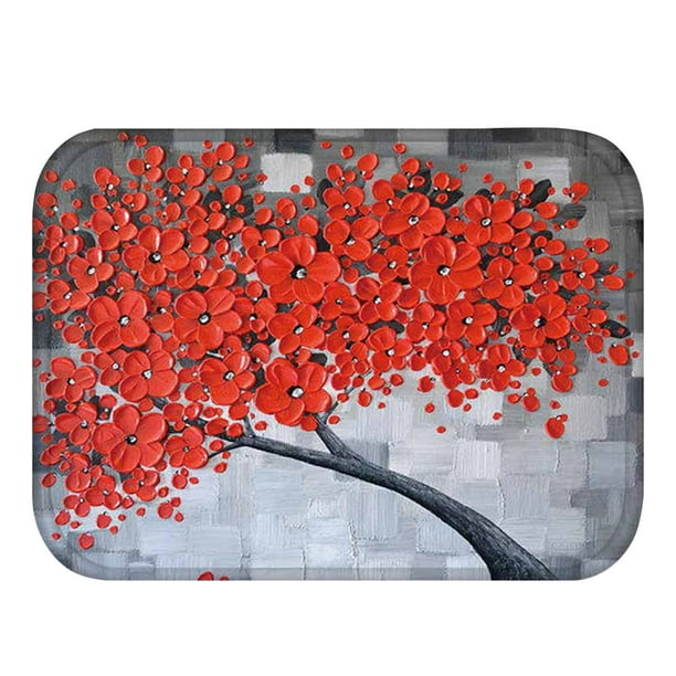 Pintura al óleo Árbol Coral Terciopelo Estera Puerta de la cocina Entrada Alfombras antideslizantes Baño Alfombras de sala de estar Vogacara JJ20220-17