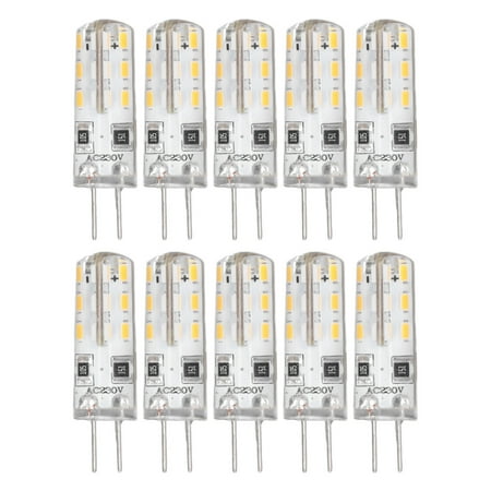 

2024 10 Pcs G4 LED Bulbs Bi Pin Base Silicone Warm White 3000K 1.5W AC220V 110LM Landscape Bulbs Replacement