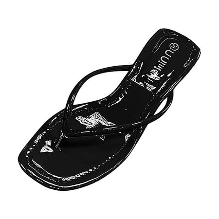 

Cathalem Women s Summer Foreign Trade Pure Color PU High Heel Clip Toe Slippers Sandals Black 39