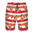 thumbnail image 3 of Fuzoiu Red Lobster Print Men's Beach Shorts,Men's Swim Trunks,Quick Dry Board Shorts with Pockets,Men's Bathing Suits for Surfing, Running, and Casual Wear-XX-Large, 3 of 6
