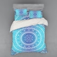 thumbnail image 2 of Teal and Lime Duvet Cover Set, Ombre Mandala Pattern with Flower and Petals Hippie Style Art, Bedding Set with Shams and Fitted Sheet, 3 Sizes, by Ambesonne, 2 of 3