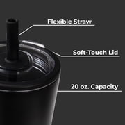 HydroJug Everyday Tumbler – Ceramic-Lined Insulated Tumbler with Straw and Soft-Touch Lid, Cup Holder Friendly – 20 oz, Black