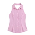 thumbnail image 6 of Noric Women's Sleeveless Striped Button Up Tank Tops Summer Casual Slim Fit Vintage Peplum Blouse, 6 of 6
