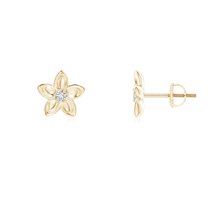 ANGARA Natural Diamond Plumeria Flower Earrings in 14K Yellow Gold for Women (Size-2mm| Color-H| Clarity-SI2) | April Birthstone, Anniversary, Jewelry Gift for Women | Natural Diamond Earrings