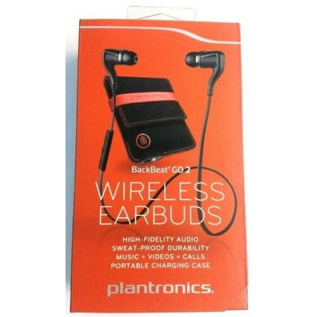 Open Box Plantronics BackBeat Go 2 Wireless Earbuds Bluetooth Charging Case Black Retail