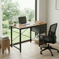 thumbnail image 3 of edx Computer Desk with Drawer 40 Inch PC Table Study Desk with 2-Tier Drawers Storage Shelf Headphone Hook, Modern Simple Style Laptop Desk for Bedroom, Rust, 3 of 9