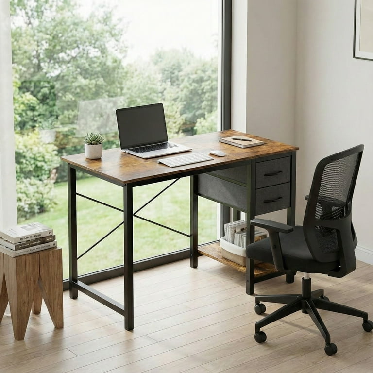 EDX Computer Desk with Drawer 40 Inch PC Study Table Storage Shelf