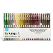 KINGART Soft Grip Earth Tone Gel Pens, 2.0mm Ink Cartridge, Set of 24 Unique Colors