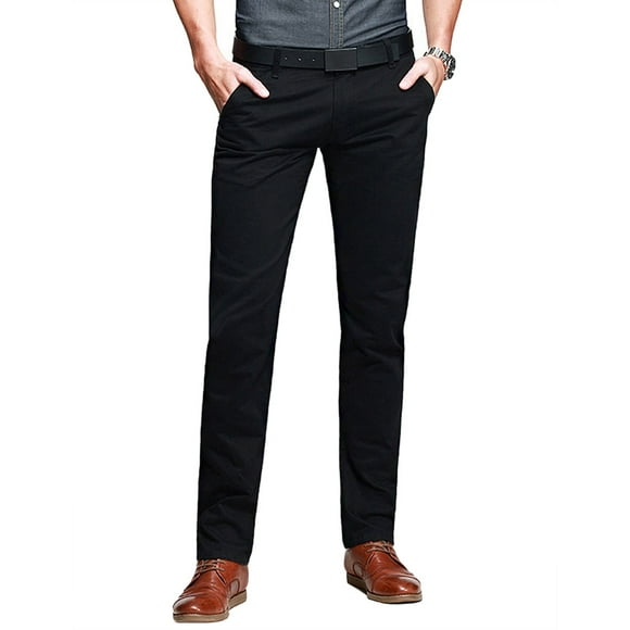 Pantalones chinos ajustados a juego para hombre, negros, talla 34