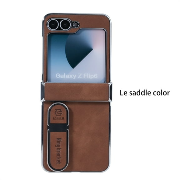 Allytechgroup Case for Samsung Galaxy Z Flip 3 with Stand, PU Leather Slim Lightweight Case with Kickstand Shokcproof Protective Back Cover for Samsung Galaxy Z Flip 3, Brown