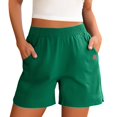 thumbnail image 2 of Women's 5-Inch Drawstring Athletic Shorts - High Waist Elastic Wide Leg Design with Pockets, Moisture-Wicking Casual Sport Shorts,Green L, 2 of 5