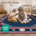 thumbnail image 4 of ODIKA Sport Vintage Athletic Crest With Striped Banner Border Baseball Field Refined for Playroom, Bedroom, Reading Nook, Pet Friendly & Kids Safe Play, 4 of 7