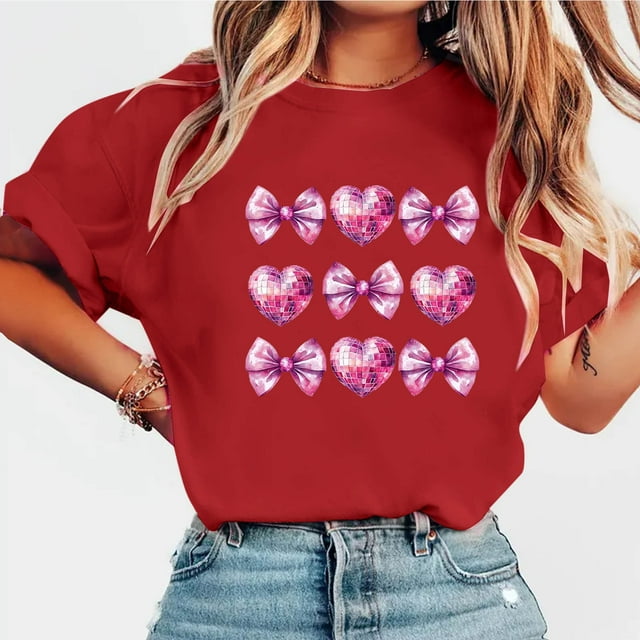 Xuyuer Women's Fashion Print Round-Neck Short Sleeve Casual Regular Comfy Blouse