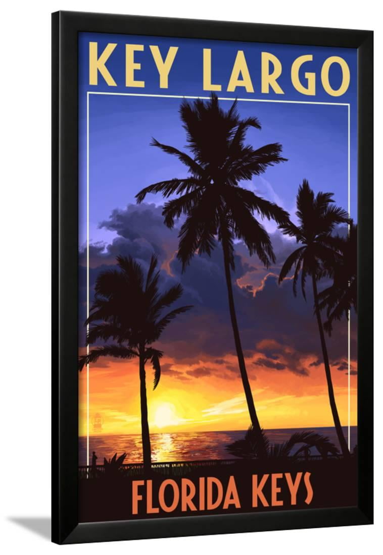  Key  Largo Florida Keys  Palms and Sunset Framed Print 