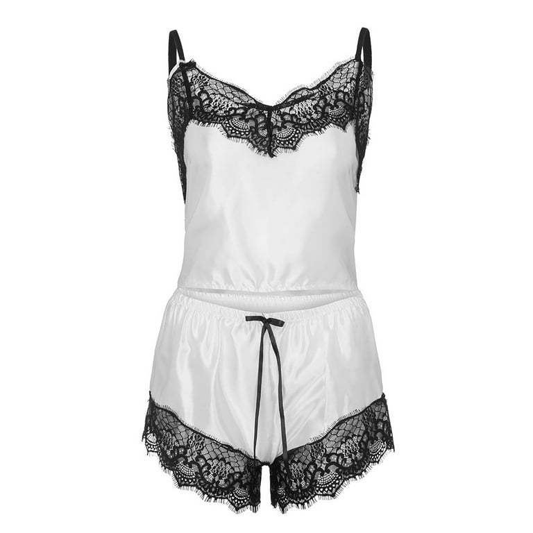5XL Plus Size Women Satin Pajama Set Lace Patchwork Crop Top Shorts Set Casual Silk Sleepwear Nightwear Lounge Pjs Set