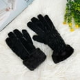 thumbnail image 2 of Gustave Winter Touchscreen Gloves for Women Cold Weather Warm Fleece Lined Gloves Windproof Faux Fur Cuff Thermal Texting Gloves for Outdoor Driving Hiking Cycling - Black, 2 of 7