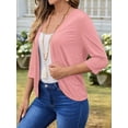 thumbnail image 6 of Women'S Cardigan Tops Three-Quarter Sleeves Solid Color Casual Small Jacket Female Pink L, 6 of 9