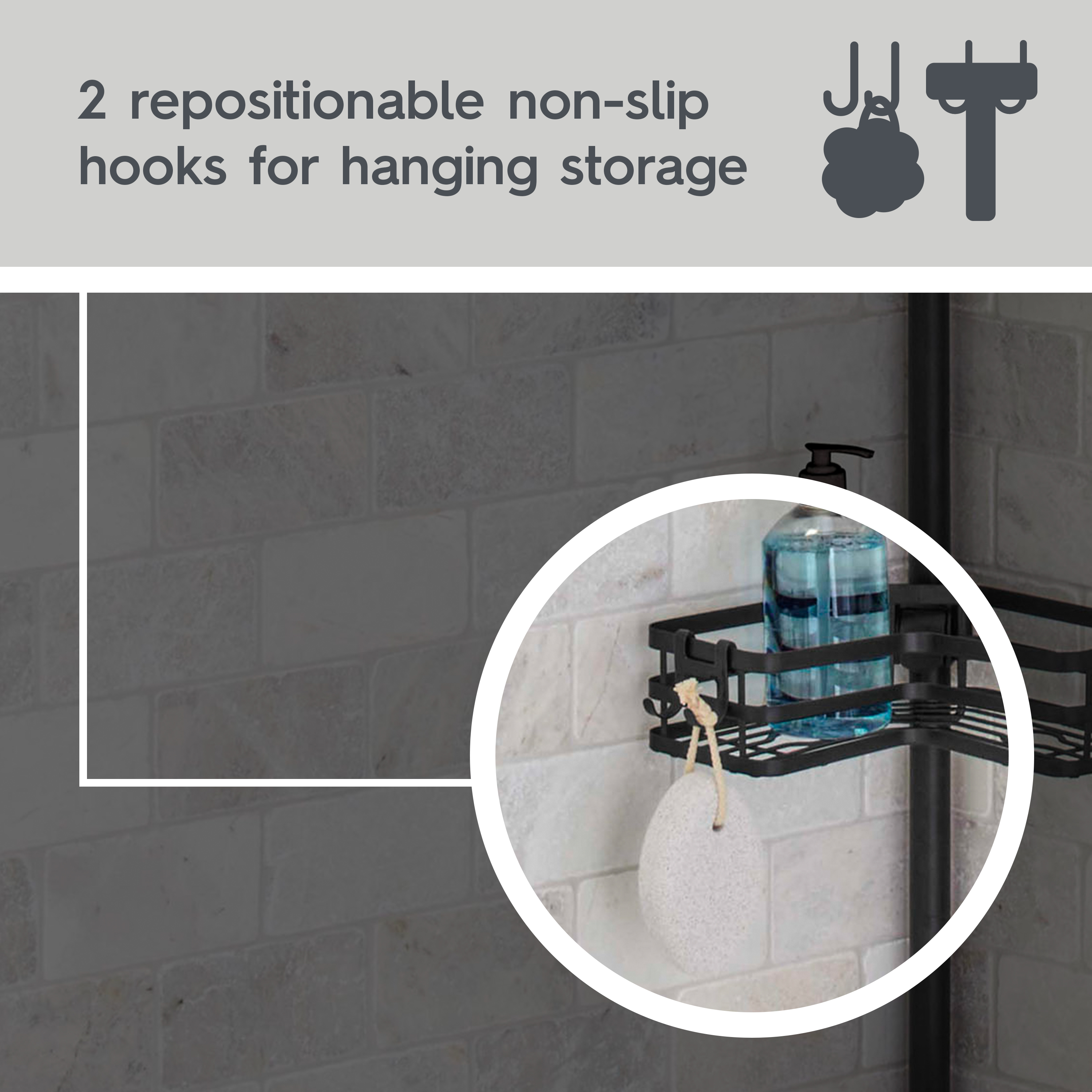 Better Homes & Gardens Tension Pole Shower Caddy, Matte Black photo 7