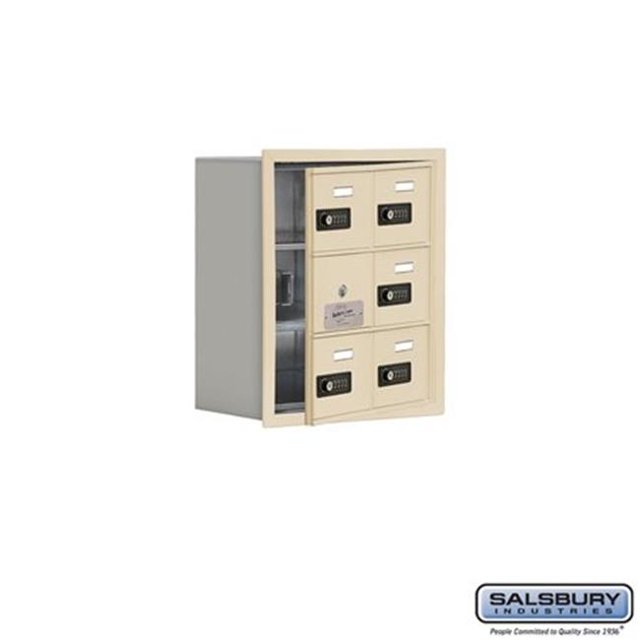 Salsbury 19138-06SRC 16.25 x 18.75 x 8.75 in. Cell Phone Storage Locker with Front Access Panel - Recessed Mounted, Resettable Combination Locks - Sandstone