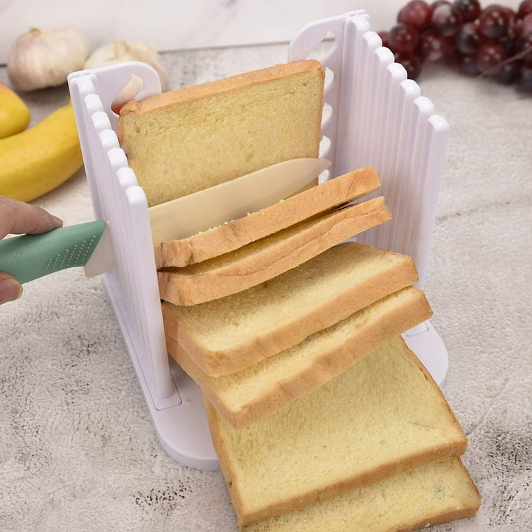 Plastic Bread Slicer for Homemade Bagel Loaf/Toast, Foldable Bread Cutter  Guide, Adjustable Sandwich Slicing Machine (White) 