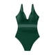 thumbnail image 2 of Conjunto de Bikini de Cintura Alta para Mujeres Traje de Baño de Malla de Correa sin Espalda de Color Sólido con Almohadillas Extraíbles, 2 of 4