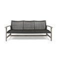 thumbnail image 3 of 3 Seater Outdoor Patio Sofa, Rattan Couch Furniture with Wood Wide Armrests and Deep Seating, 3-Seat Patio Sofa for Porch, Backyard, Pool, Sunroom, Poolside (Grey), 3 of 9