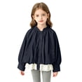thumbnail image 3 of Girls Ruffled Collar Light Windbreaker Puff Long Sleeve Button Casual Jacket with Lace Trim Toddler Coats for Girls Outerwear, 3 of 9