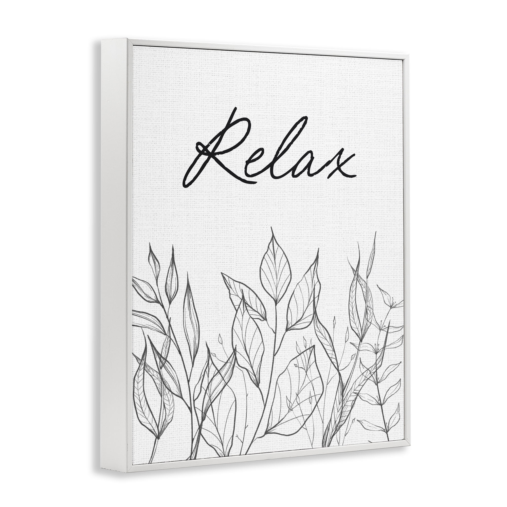 Relax with Leaf Outlines White Framed Giclee Art, design by Lettered and Lined