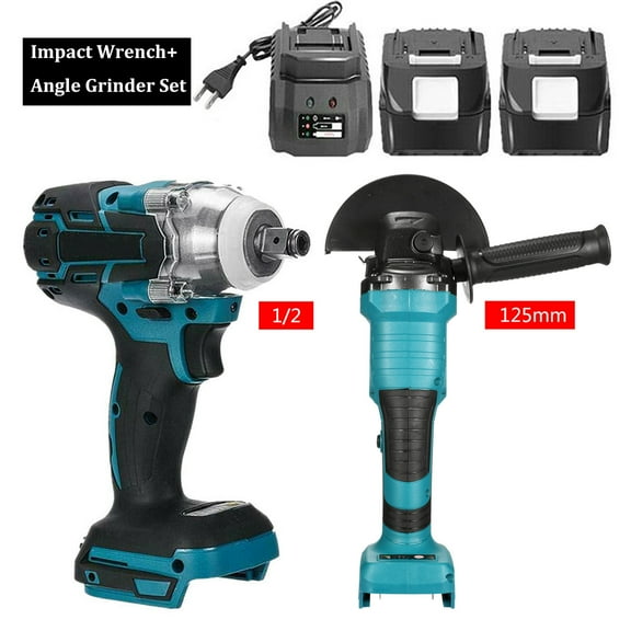 BaiCH 125mm Fit Makita 18V Battery Brushless Driver Impact Wrench Angle Grinder Set