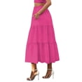 thumbnail image 3 of Women'S Casual Smock Layered Tiered Skirt High Waisted A Line Flowy Long Skirts with Pockets Rose Red S, 3 of 8