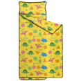 thumbnail image 2 of Yellow Dinosaurs Geometric Pattern Teens Toddler Nap Mat with Pillow, Sleeping Mat Bag for Preschool Daycare 59"x22", 2 of 6
