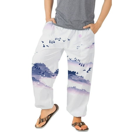

Mens Pants Casual Versatile All Print Loose Plus Size Pants Fashion Beach Pocket Trousers Mens Scrub Pants with Pockets Warm Clothes Toddler Boy Indoor House Pants Sports M Apparel Fuzzy House Plush