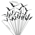 thumbnail image 3 of Halloween Bat Garden Stakes Outdoor Yard Spooky Decor, PVC Flying Bat Yard Stakes for Lawn Garden Flower Bed Halloween Outdoor Decorations 30 PCS (bat 5.91 inches + pole 9.84 inches), 3 of 7