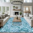 thumbnail image 3 of Blue Paisley Floral Large Area Rugs 6x9 ft Retro Abstract Watercolor Paisley Floral Washable Rug Non Slip Indoor Carpet Absorbent Floor Mat for Living Room Bedroom Dining Room, 3 of 9