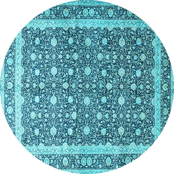 Ahgly Company Indoor Round Persian Light Blue Traditional Area Rugs, 6' Round