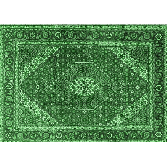 Ahgly Company Indoor Rectangle Persian Emerald Green Traditional Area Rugs, 7' x 10'