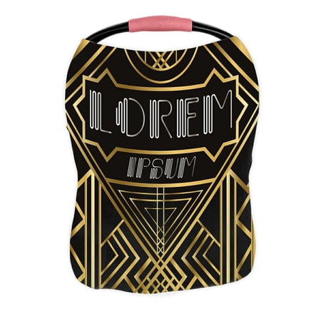 ECZJNT Golden vintage Gold grill black parallel lines gradient Nursing Cover Baby Breastfeeding Infant Feeding Cover Baby Car Seat Cover