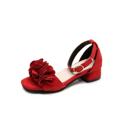 

Ritualay Girls Casual Chunky Heels Sandals Comfort Lightweight Flower Dance Shoes Formal Cute Open Toe Princess Shoe