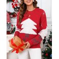thumbnail image 3 of Christmas Sweaters for Women Reindeer Snowflake Holiday Ugly Knits Long Sleeve Pullover, 3 of 7