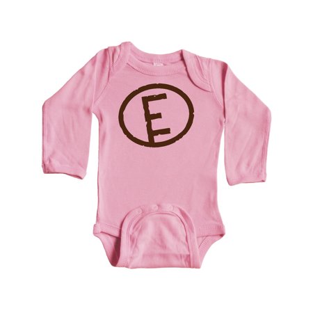 

Inktastic Branding Iron Letter E Monogram Gift Baby Boy or Baby Girl Long Sleeve Bodysuit
