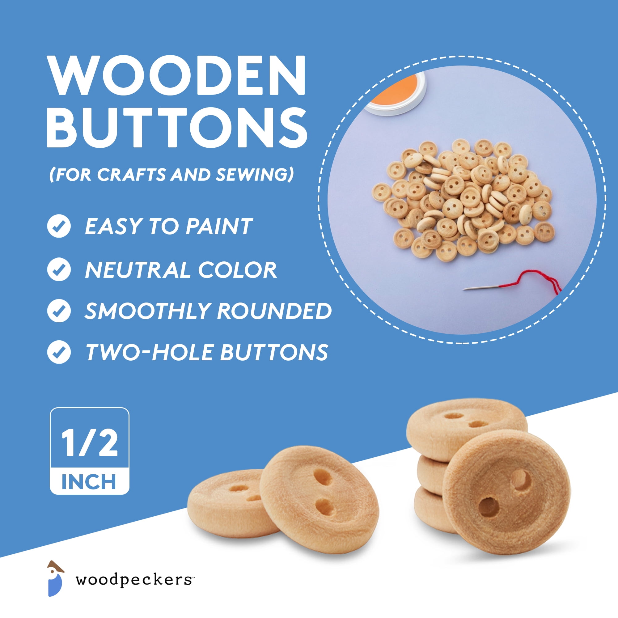 7/8 wooden buttons unfinished