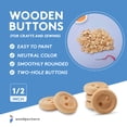 thumbnail image 3 of Unfinished Wooden Buttons for Crafts and Sewing 1/2 inch Bulk Pack of 50 Decorative Buttons by Woodpeckers, 3 of 8