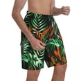 thumbnail image 4 of Palm Leaves Board Shorts Red Flowers Print Beach Short Pants Elastic Waist Comfortable Design Swim Trunks Plus Size 2XL, 4 of 5