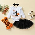 thumbnail image 2 of Mercatoo 𝐈𝐧fant Baby Girl My 1st Halloween Clothes Set Long Sleeve Romper Tulle Tutu Skirt 4Pcs Toddler Girls Outfit, 2 of 7